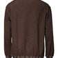 Brown Logo Print Crew Neck Pullover Sweater