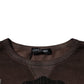 Brown Logo Print Crew Neck Pullover Sweater