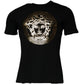 Black Medusa Print Cotton Crew Neck Men T-shirt