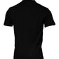 Black Viscose Collared Polo Short Sleeves T-shirt