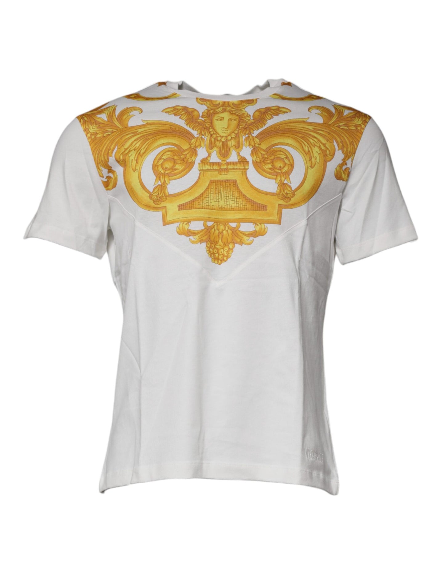 White Medusa Print Cotton Crew Neck T-shirt