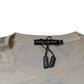 Off White Silk CrewNeck Short Sleeve T-shirt