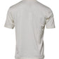 Off White Silk Crew Neck Short Sleeve T-shirt