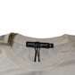 Off White Silk Crew Neck Short Sleeve T-shirt