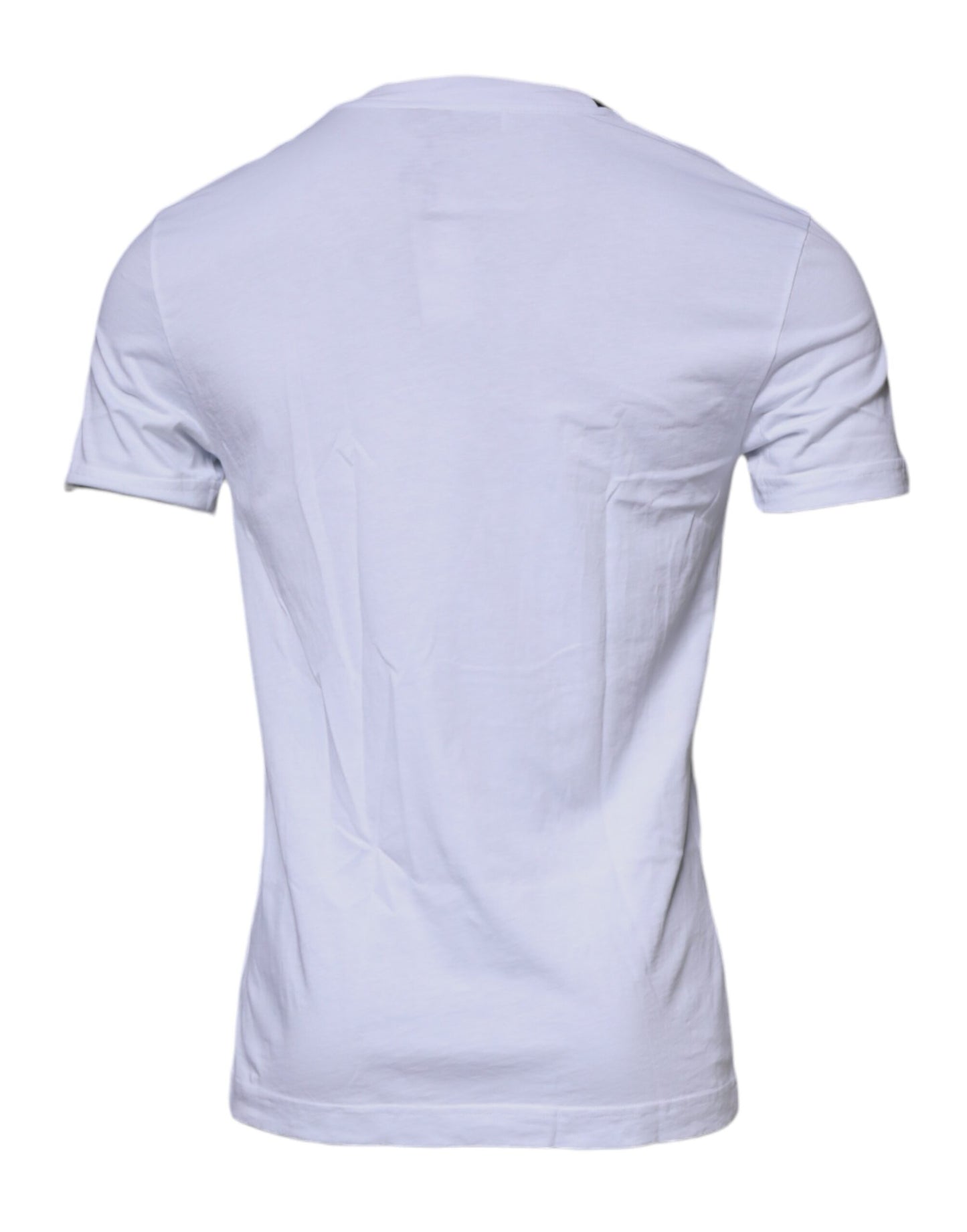 White Logo Print Cotton Crew Neck T-shirt