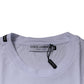 White Logo Print Cotton Crew Neck T-shirt