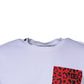 White Red Leopard Cotton Crew Neck T-shirt