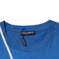 Blue Logo Print Cotton Men Crew Neck T-shirt