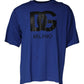 Blue Logo Print Cotton Men Crew Neck T-shirt