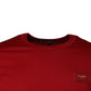 Red Cotton Logo Plaque Men Crew Neck T-shirt