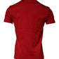 Red Cotton Logo Plaque Men Crew Neck T-shirt