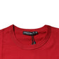 Red Cotton Logo Plaque Men Crew Neck T-shirt