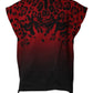 Red Leopard Print Cotton Sleeveless T-shirt