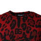 Red Leopard Print Cotton Sleeveless T-shirt