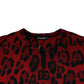 Red Leopard Print Cotton Sleeveless T-shirt