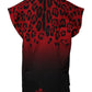 Red Leopard Print Cotton Sleeveless T-shirt