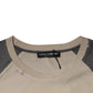 Beige Gray Graphic Print Cotton Crew Neck T-shirt