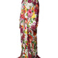 Multicolor Floral Lace Silk Abaya Long Sleeves Dress