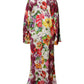 Multicolor Floral Lace Silk Abaya Long Sleeves Dress