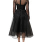 Black Tulle A-line Midi Cocktail Gown Dress