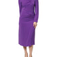 Purple Long Sleeves V-neck Sheath Midi Dress