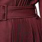 Maroon Belted Button Down Dress