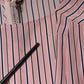 Pink Stripes Silk Long Sleeves Midi Dress