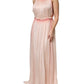 Pink Sleeveless Pleated A-line Maxi Dress