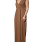 Brown Sleeveless Deep V-neck A-line Long Maxi Dress