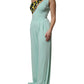 Mint Green One Shoulder Long Jumpsuit Dress