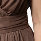 Brown Sleeveless Deep V-neck A-line Long Maxi Dress