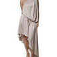 Beige One Shoulder Asymmetric Drape Dress