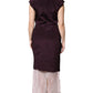 Brown Silk Short Sleeves Sheath Maxi Dress