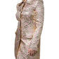 Metallic Pink Gold Jacquard Jewel Button Coat Jacket