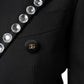 Black Crystal Double Breasted Blazer Jacket