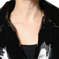 Black Polyester Button Down Blouson Jacket