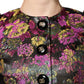 Multicolor Floral Jacquard Cropped Jacket