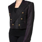 Multicolor Stripes Wool Cropped Blazer Coat Jacket