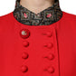 Red Jacquard Wool Women Trenchcoat Jacket