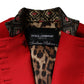 Red Jacquard Wool Women Trenchcoat Jacket