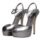 Silver Leather Platform Heels Sandals Shoes