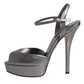 Silver Leather Platform Heels Sandals Shoes