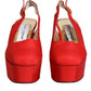 Red Platform Slingback Heels Sandals Shoes