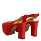 Red Platform Slingback Heels Sandals Shoes