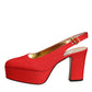 Red Platform Slingback Heels Sandals Shoes