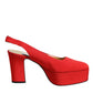 Red Platform Slingback Heels Sandals Shoes