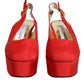 Red Platform Slingback Heels Sandals Shoes