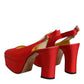 Red Platform Slingback Heels Sandals Shoes