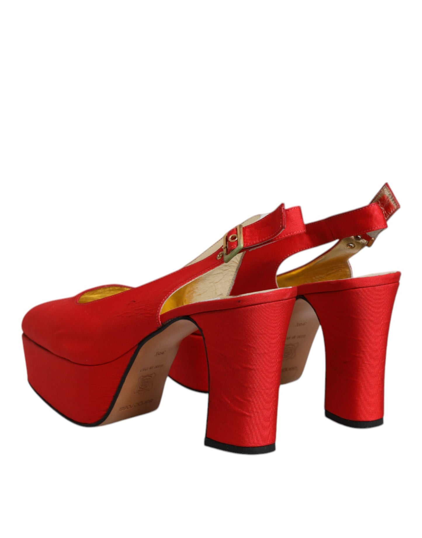 Red Platform Slingback Heels Sandals Shoes