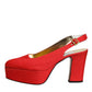 Red Platform Slingback Heels Sandals Shoes